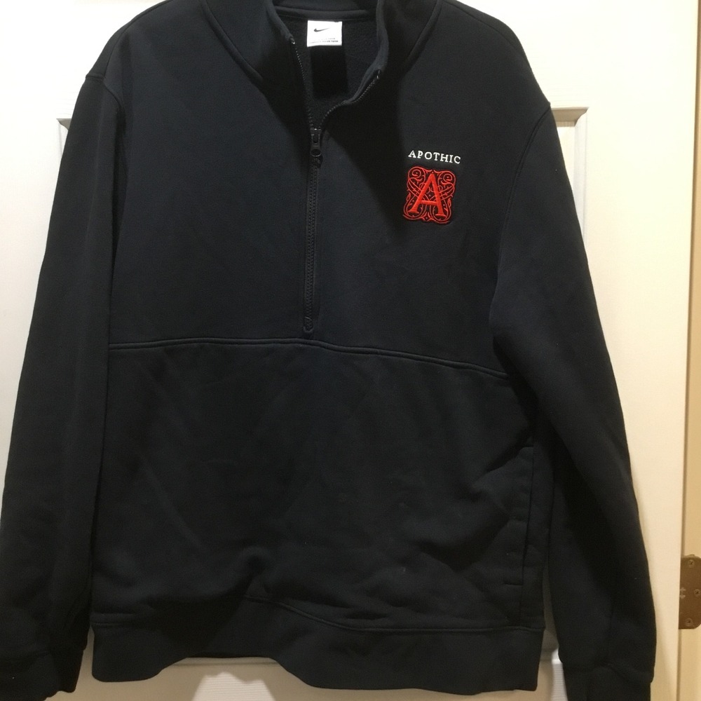Nike Mens Apothic Wine Embroidered Quarter Zip Fleece Pullover Black Large